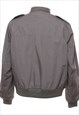 VINTAGE GREY ZIP-FRONT HARRINGTON JACKET - L