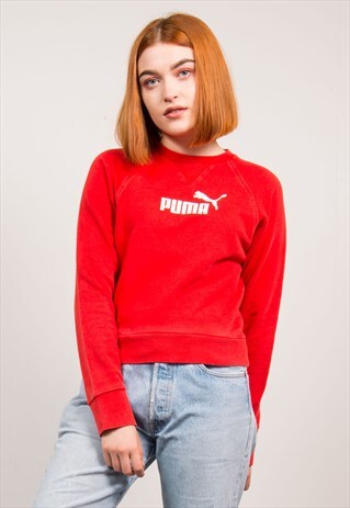 VINTAGE 90'S RED PUMA SWEATSHIRT TOP