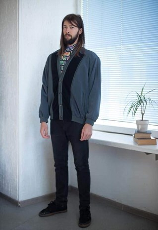 VINTAGE 90'S GREY/BLACK CARDIGAN
