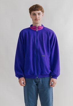 Vintage 90s Purple Zip Up High Neck Unisex Fleece W/Pockets