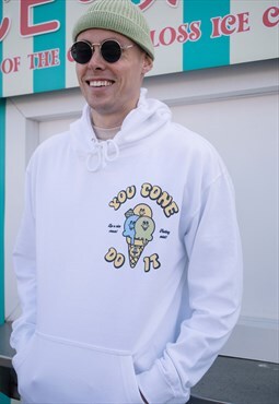 You Cone Do It Men's Hoodie with Vintage Ice Cream Graphic