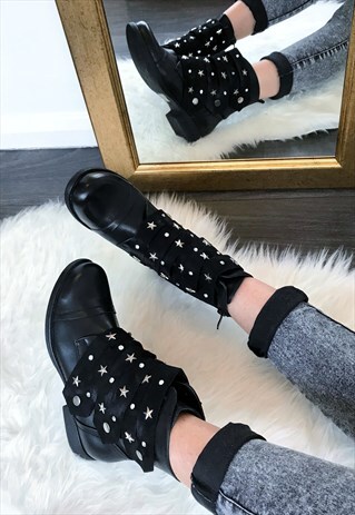 STAR STUDDED MILITARY BOOTS