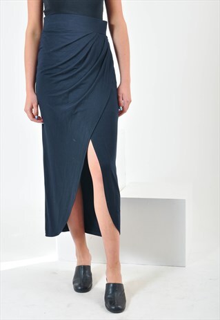 VINTAGE 90S MAXI SKIRT IN DARK BLUE