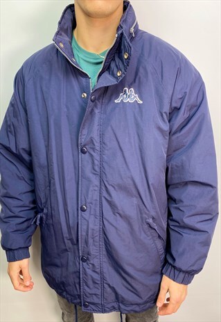 VINTAGE KAPPA QUILTED LINED COAT IN NAVY