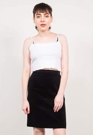 VINTAGE 90'S BLACK VELVET PENCIL SKIRT