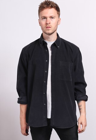 VINTAGE CORDUROY CORD SHIRT BLUE