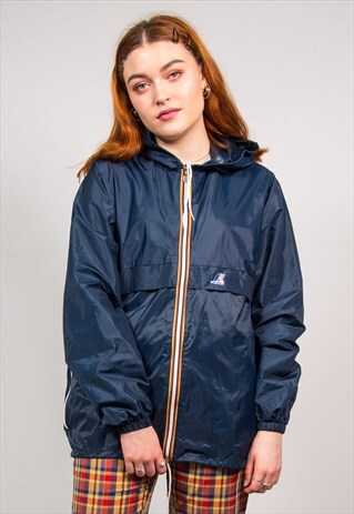 K-WAY VINTAGE 90'S BLUE CAGOULE JACKET