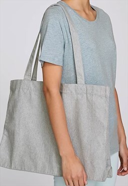 54 Floral Large Woven Cotton Shoulder Tote Bag - Grey