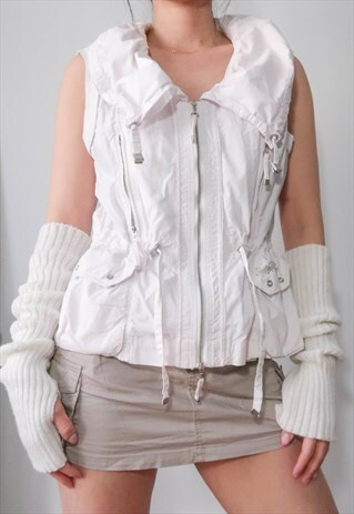 Vintage Y2K Gorpcore White Double Zip Vest