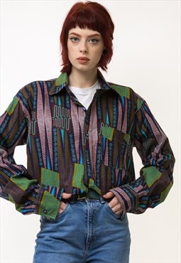 80s Vintage Viscose Abstract Pattern Woman Shirt 19191
