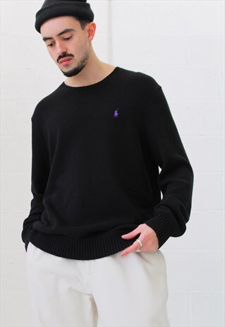 VINTAGE POLO RALPH LAUREN CREWNECK JUMPER IN BLACK