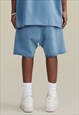 BLUE WASHED HEAVY COTTON RELAXED FIT SHORTS
