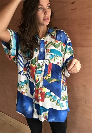 PATTERNED OVERSIZED RETRO VINTAGE UNISEX FESTIVAL SHIRT