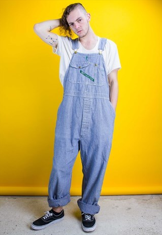 VINTAGE KEY STRIPED DUNGAREES