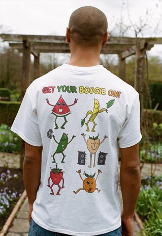 SHORT SLEEVED WHITE T-SHIRT WITH FRUITY RAVERS PRINT