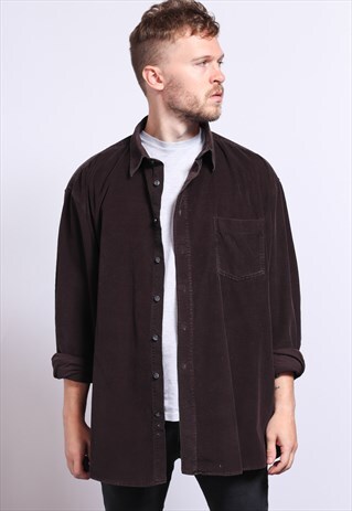 VINTAGE CORDUROY CORD SHIRT BROWN