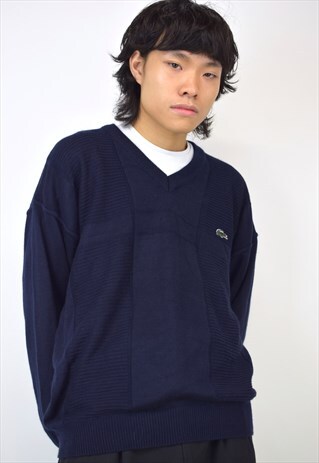 VINTAGE 90S LACOSTE NAVY KNIT SWEATER