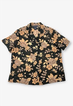 Vintage Flower Print Shirt Black Large