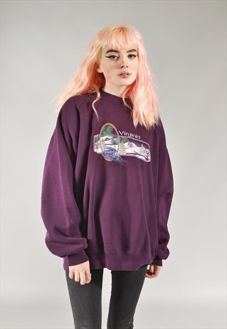 VINTAGE PURPLE VIRGINIA CHRISTMAS SWEATER
