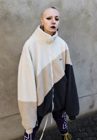 HIGH QUALITY TRIPLE COLOR KOREAN FLEECE JACKET Y2K BOMBER