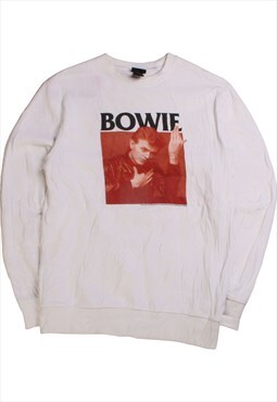Vintage  H & M Sweatshirt David Bowie Crewneck White Small