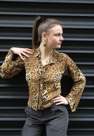 FRILLED LEOPARD BLOUSE