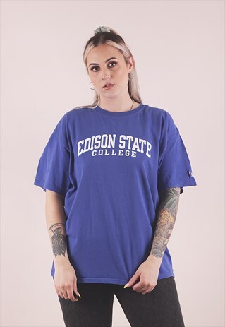 VINTAGE CHAMPION USA COLLEGE T-SHIRT BLUE /A22076