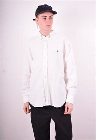 MENS VINTAGE SHIRT LARGE WHITE 90'S