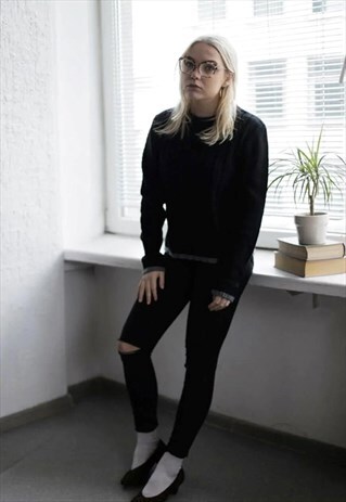 VINTAGE 90'S BLACK LONG SLEEVES KNITTED JUMPER