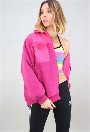 VINTAGE 90S OVERSIZED PINK ZIP UP FLEECE