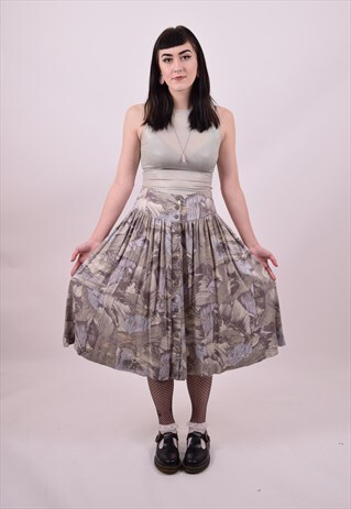 VINTAGE 80'S PASTEL CRAZY PRINT GRANNY SKIRT SIZE 10 12