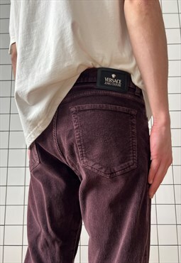 Vintage VERSACE Corduroy Pants Trousers Red 