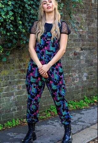 STAMPEDE NEON ZEBRA RETRO STYLE TWILL DUNGAREES