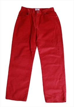 Vintage Valentino High Waisted Denim Trousers in Red