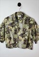Reworked Vintage 90s Crop Floral Hawaiian Beach Shirt  Green