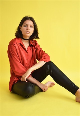 90'S MINIMALIST OVERSIZED SHIMMER PARTY BLOUSE SHIRT