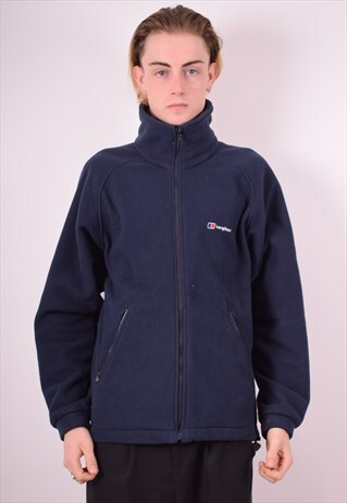 BERGHAUS MENS VINTAGE FLEECE JACKET MEDIUM BLUE 90S