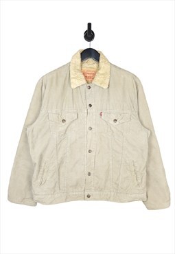 Men's Levi's Sherpa Lined Corduroy Jacket In Beige Size XL