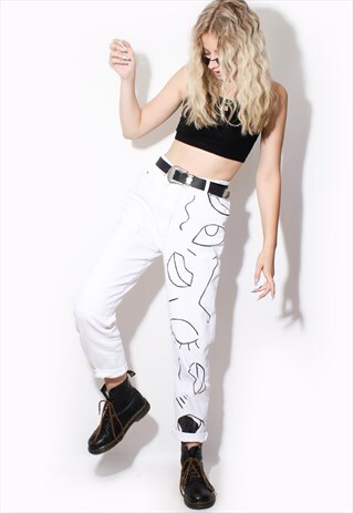 VINTAGE 90'S WHITE DENIM HIGH WAIST MOM JEANS Y2K