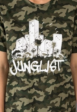 Junglist Sound System Camo T Shirt Jungle Camouflage Tee Men