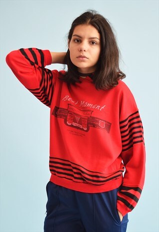 90'S RETRO ATHLEISURE SPORTS STRIPED SWEATSHIRT JUMPER TOP