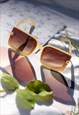 CREAM FRONT LENS RECTANGLE THICK FRAME SUNGLASSES 