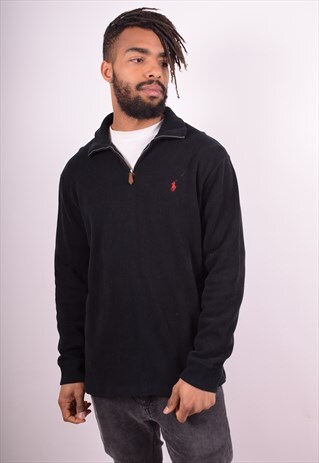 POLO RALPH LAUREN MENS VINTAGE JUMPER SWEATER LARGE BLACK 90