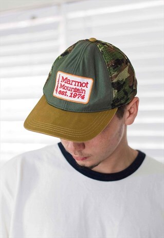 VINTAGE CAMO TRUCKER HAT LOGO 90S X 2.7