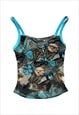 Y2K Vest Top cami mesh sheer paisley floral green blue