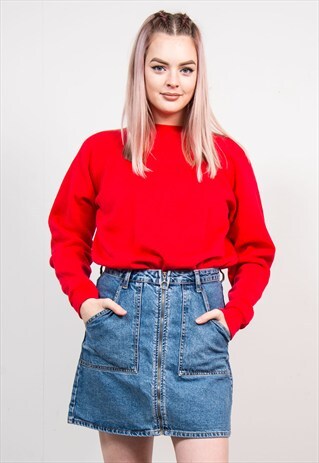 VINTAGE 90'S RED BASIC SWEATSHIRT JUMPER