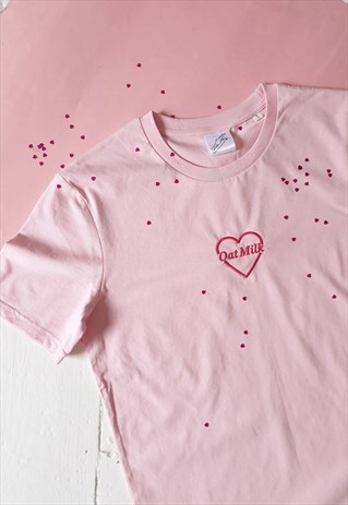 OAT MILK EMBROIDERED T-SHIRT PINK
