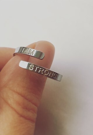 I AM STRONG SILVER RING WITH ENGRAVED AFFIRMATION