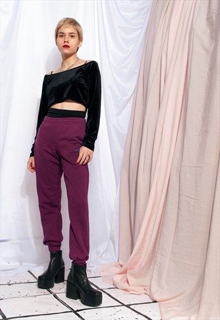 VINTAGE ADIDAS TRACK TROUSERS 90S MAROON COTTON SPORTS PANTS