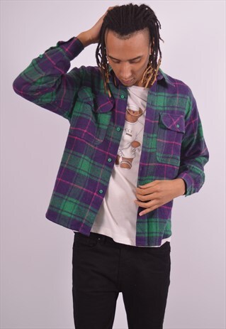 VINTAGE BENETTON FLANNEL SHIRT CHECK MULTI